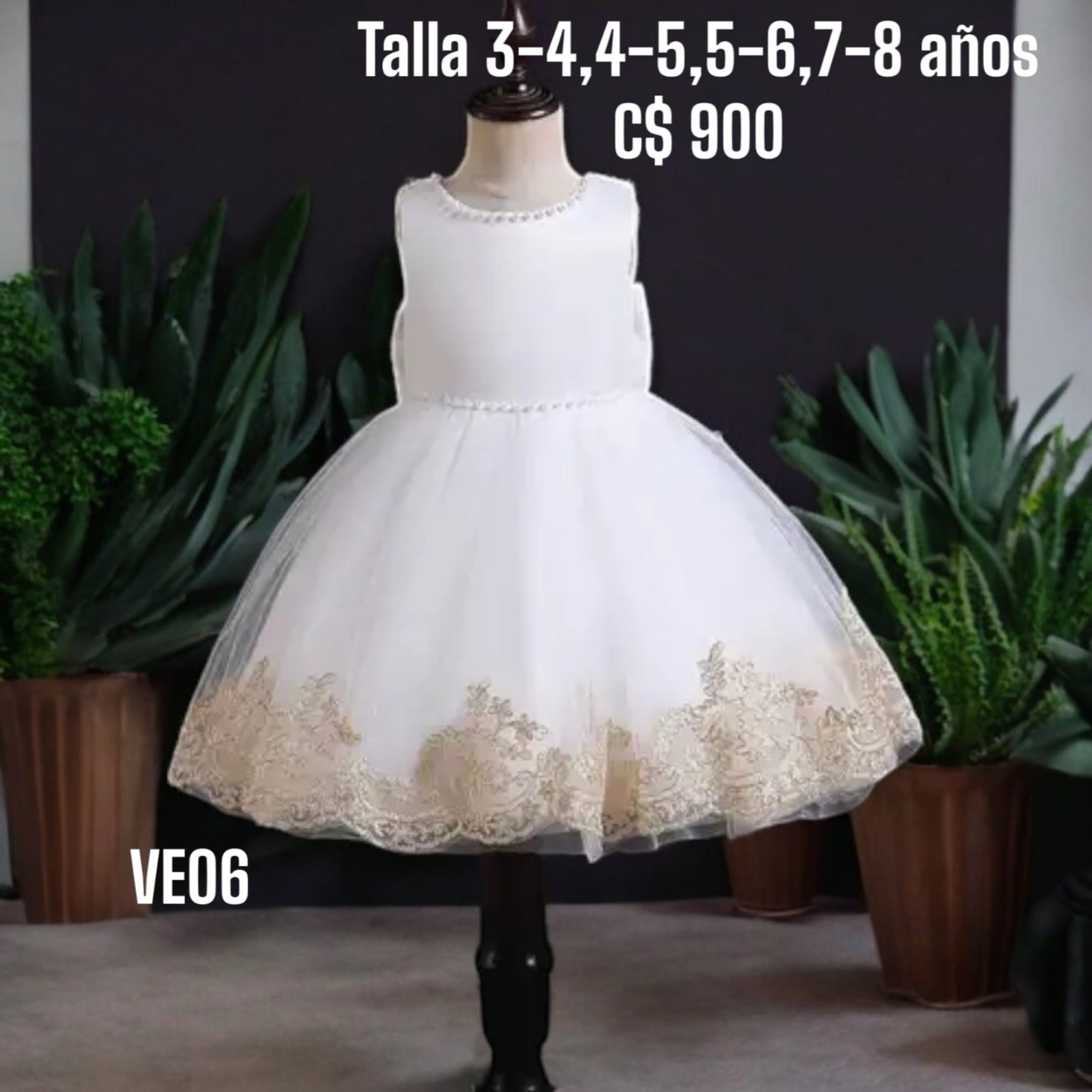 Vestido blanco y dorado.--VE06