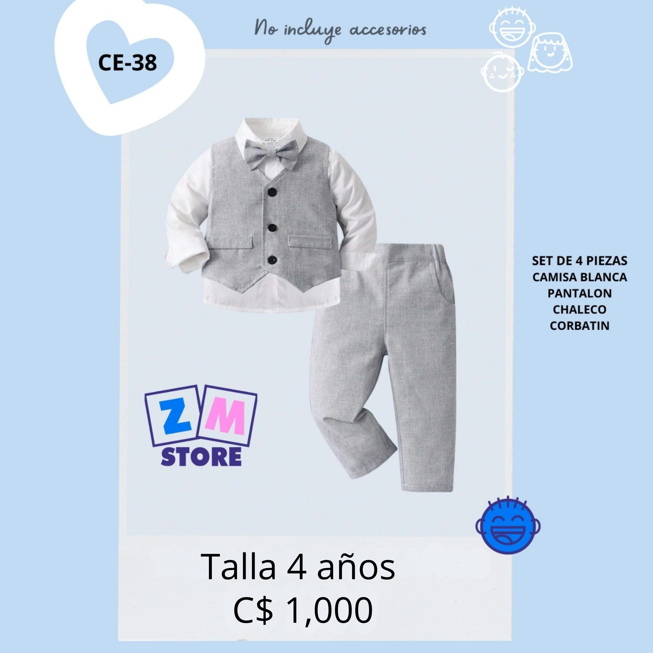 Conjunto de vestir gris triple - CE-38