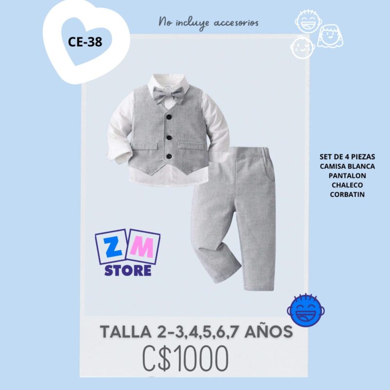 Conjunto de vestir gris triple - CE-38