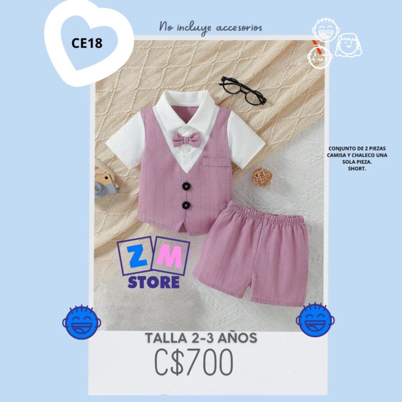 Conjunto con shorts y chaleco rosa - CE18