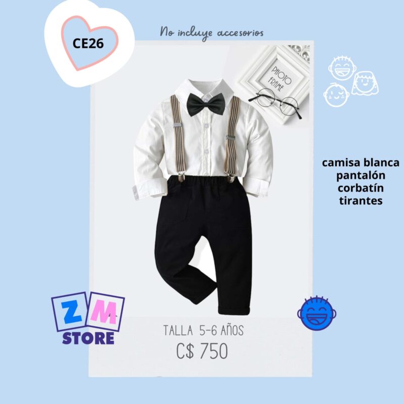 Conjunto a vestir camisa color perla, pantalón negro - CE26