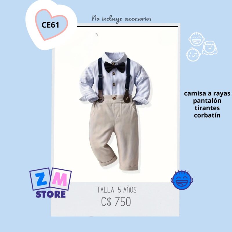 Conjunto de vestir, camisa a rayas con pantalón beige - CE61