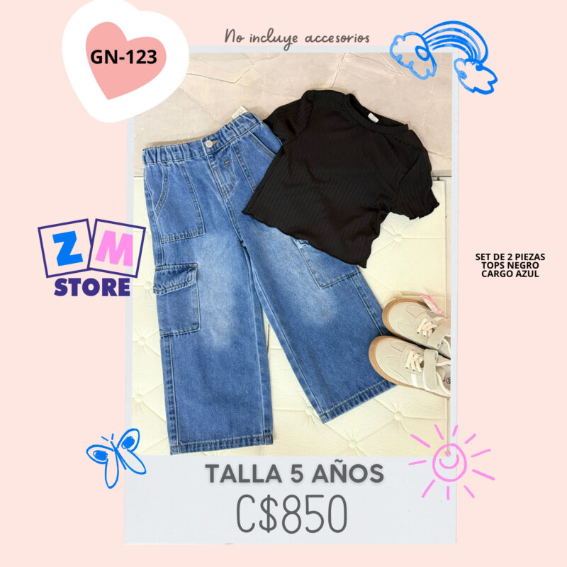 Conjunto de jeans con tops .--GN-123