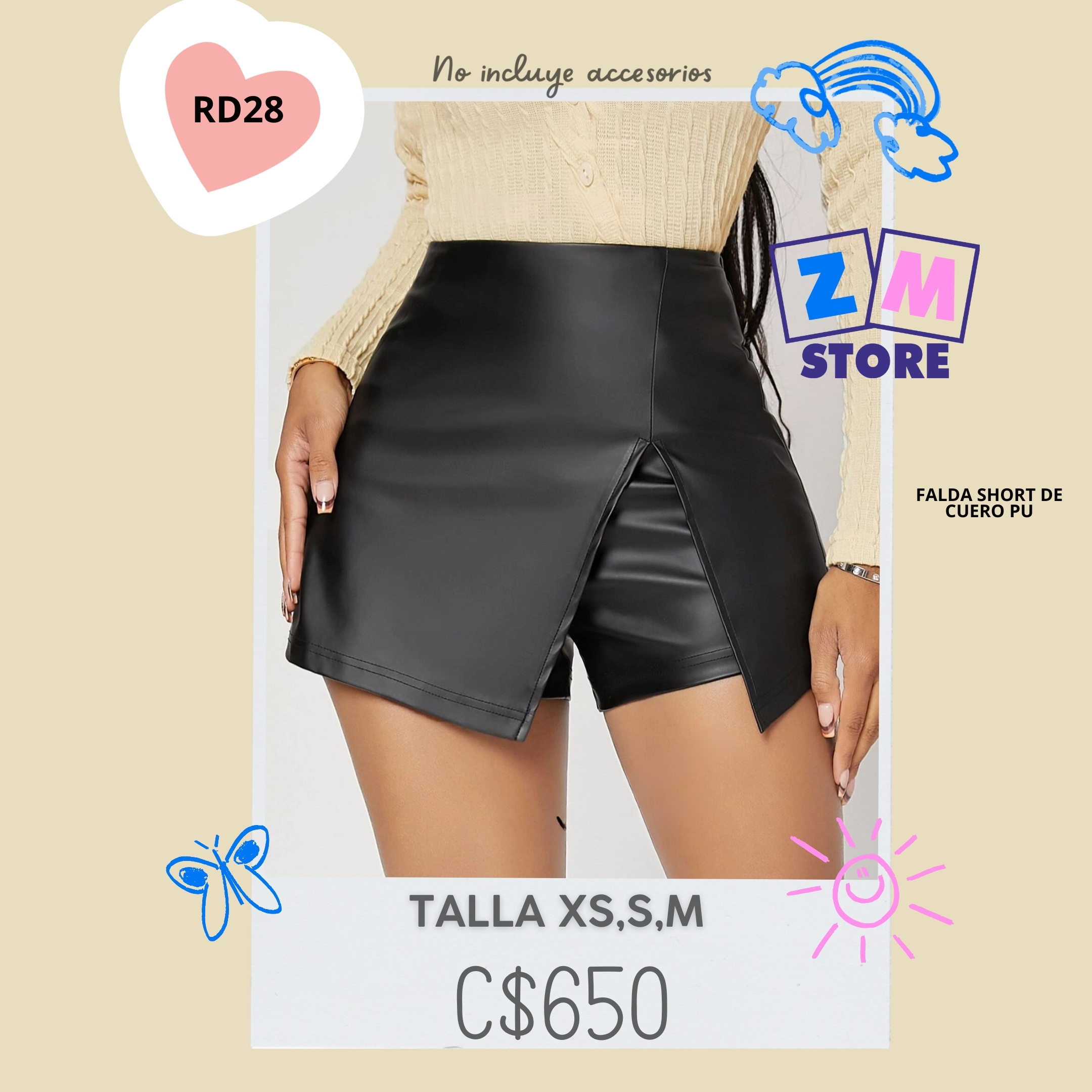 Short falda de cuero PU,--RD28