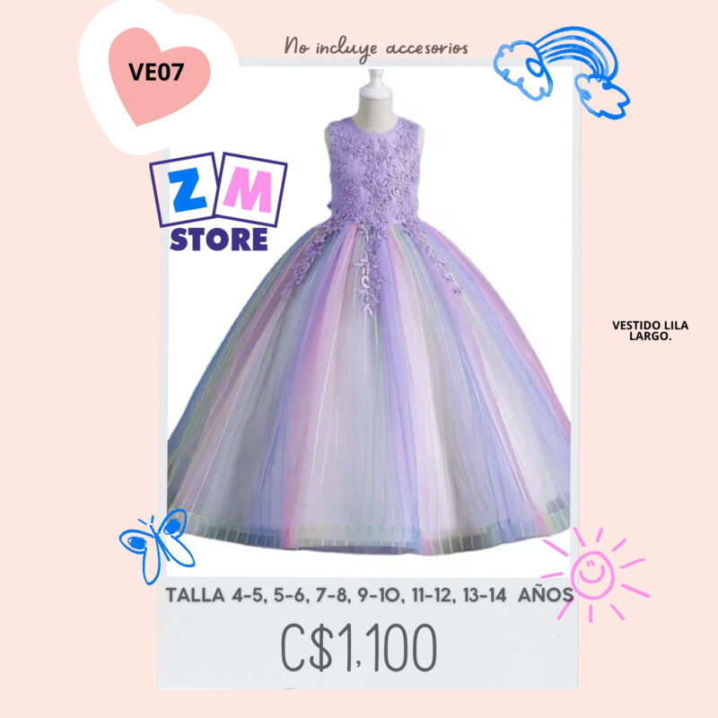 Vestido largo lila.-- VE07