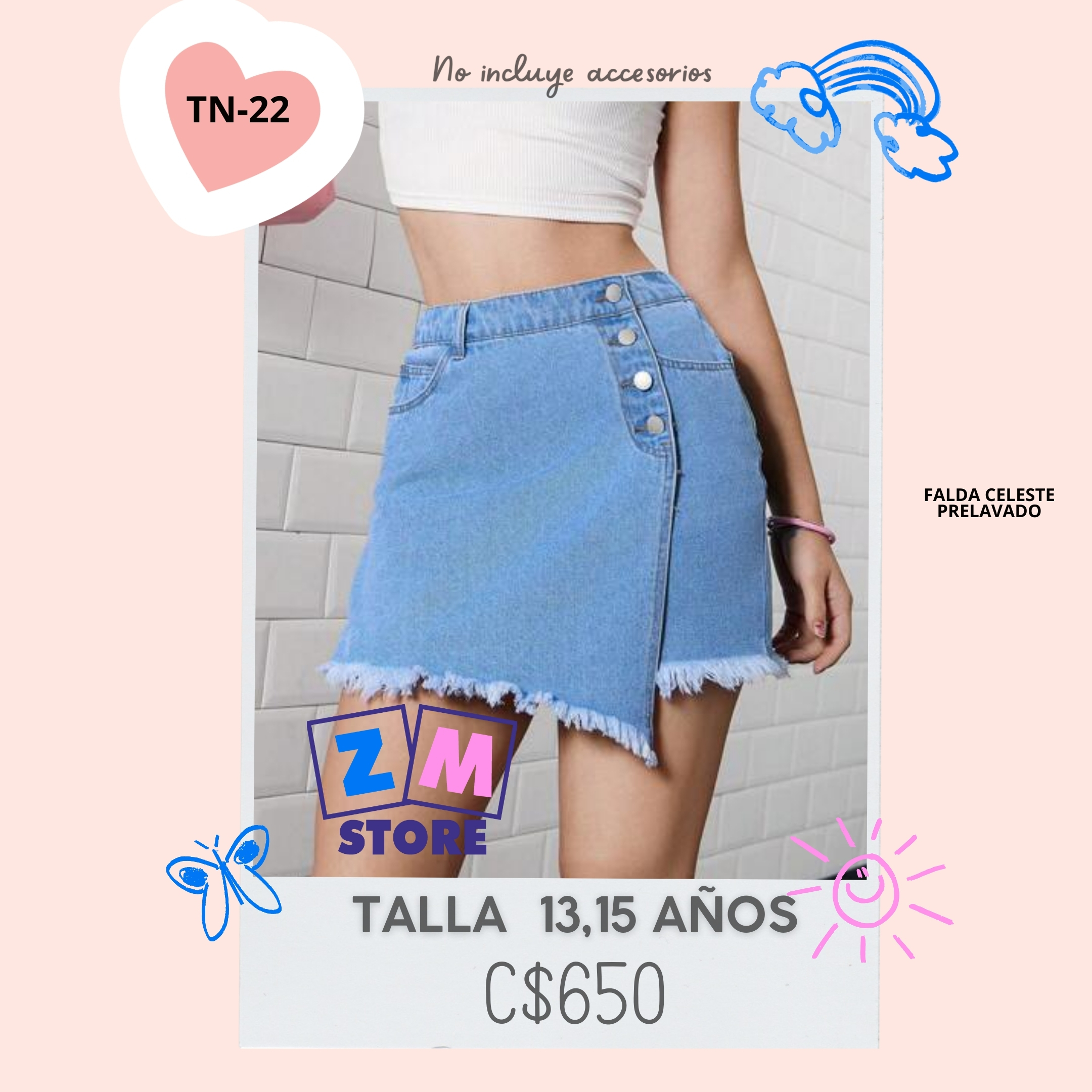 Falda estilo denim,--TN-22
