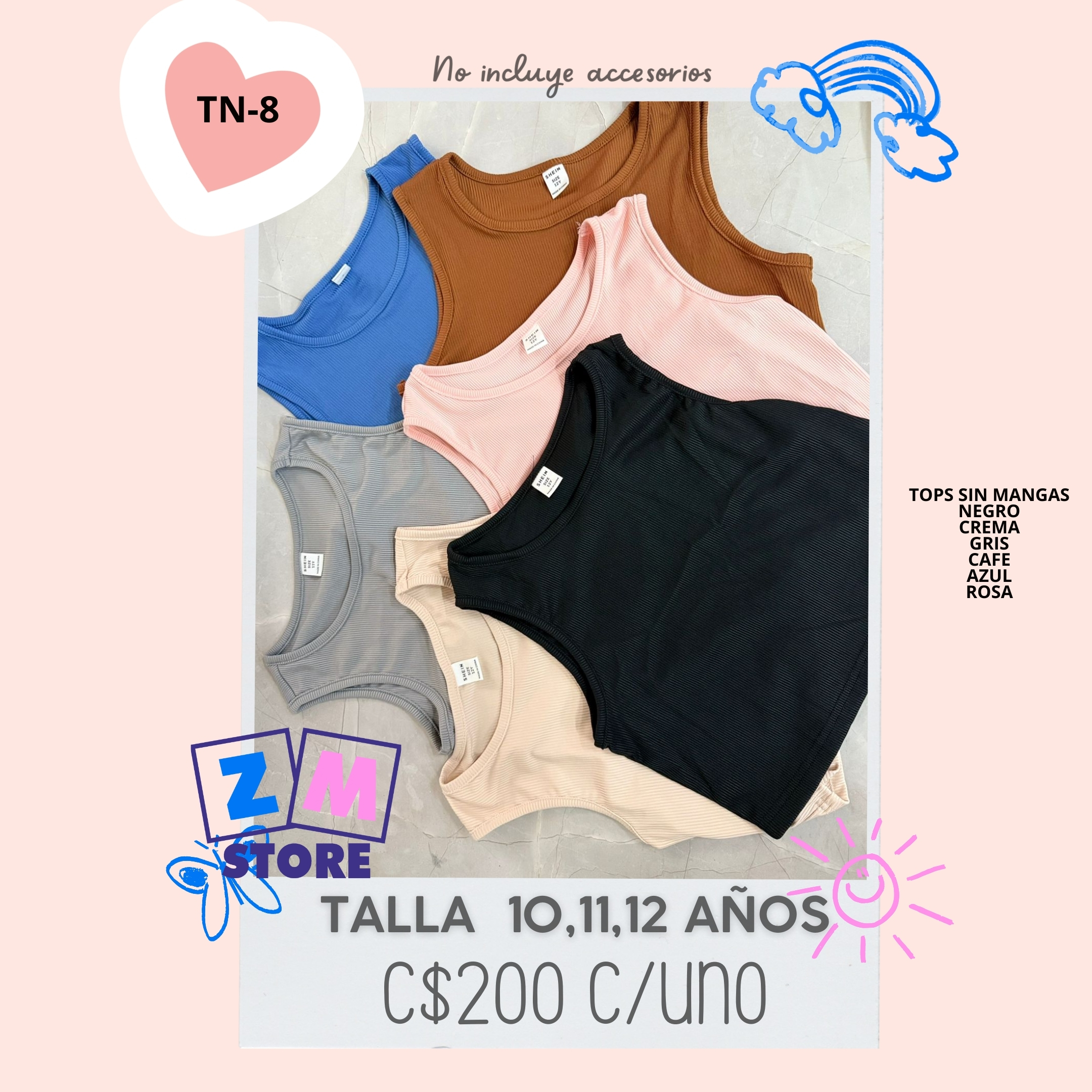 Tops sin mangas.--TN-8