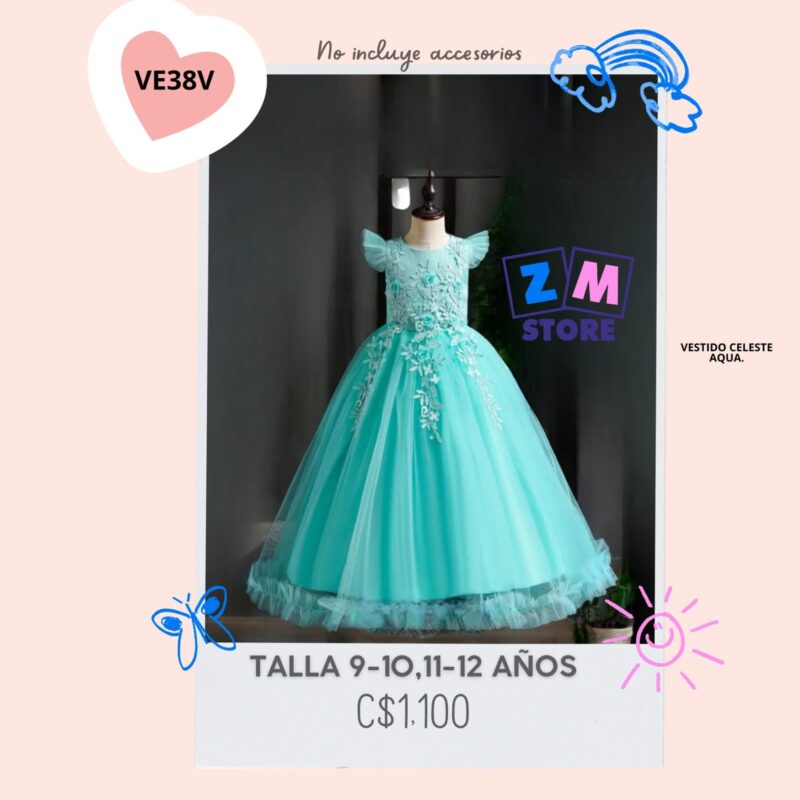 vestido celeste,--VE38V
