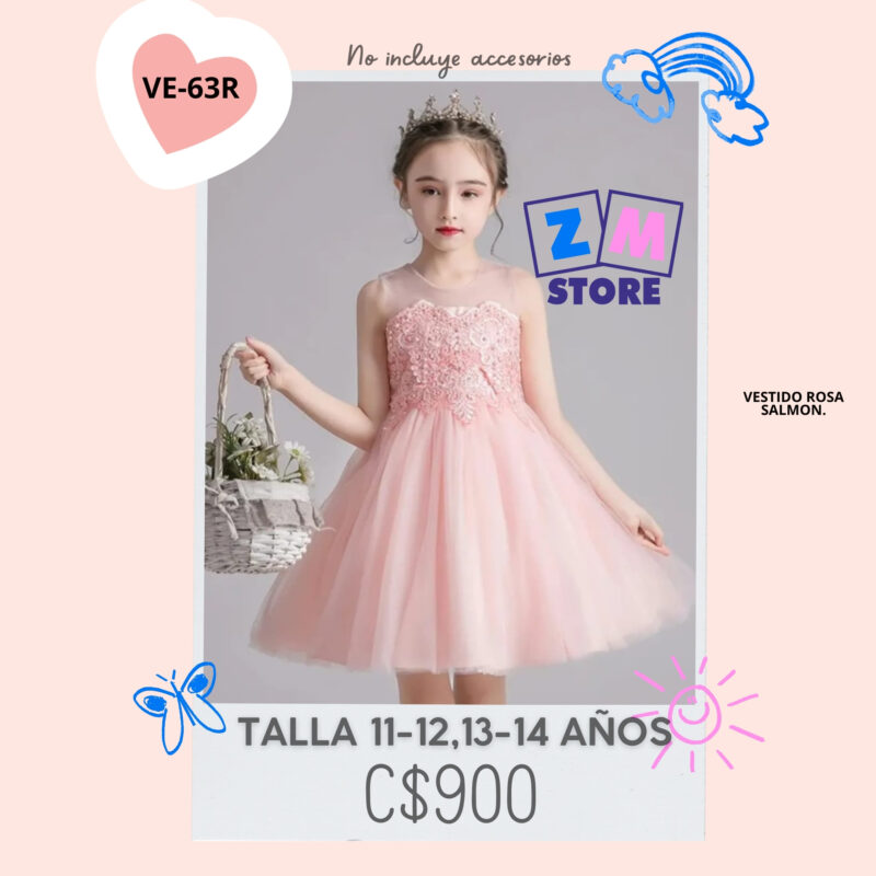 Vestido rosa-salmon,--VE63R