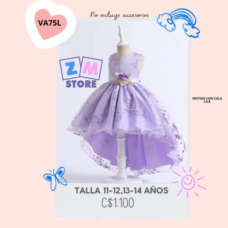 Vestido lila con cola.--VE75L