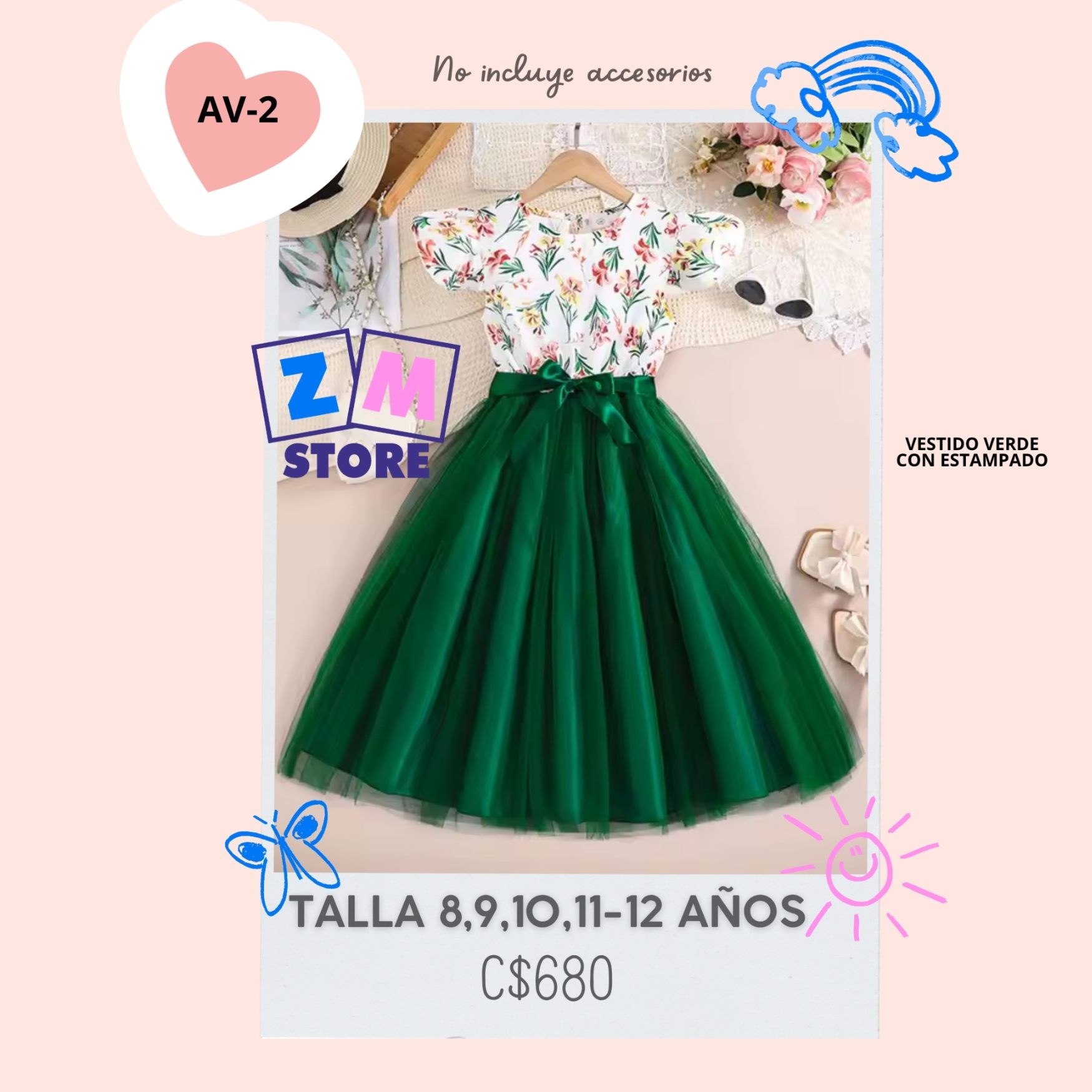 Vestido verde.--AV-2