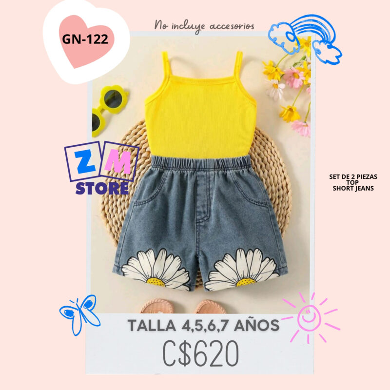 Conjunto con short jeans,--GN-122