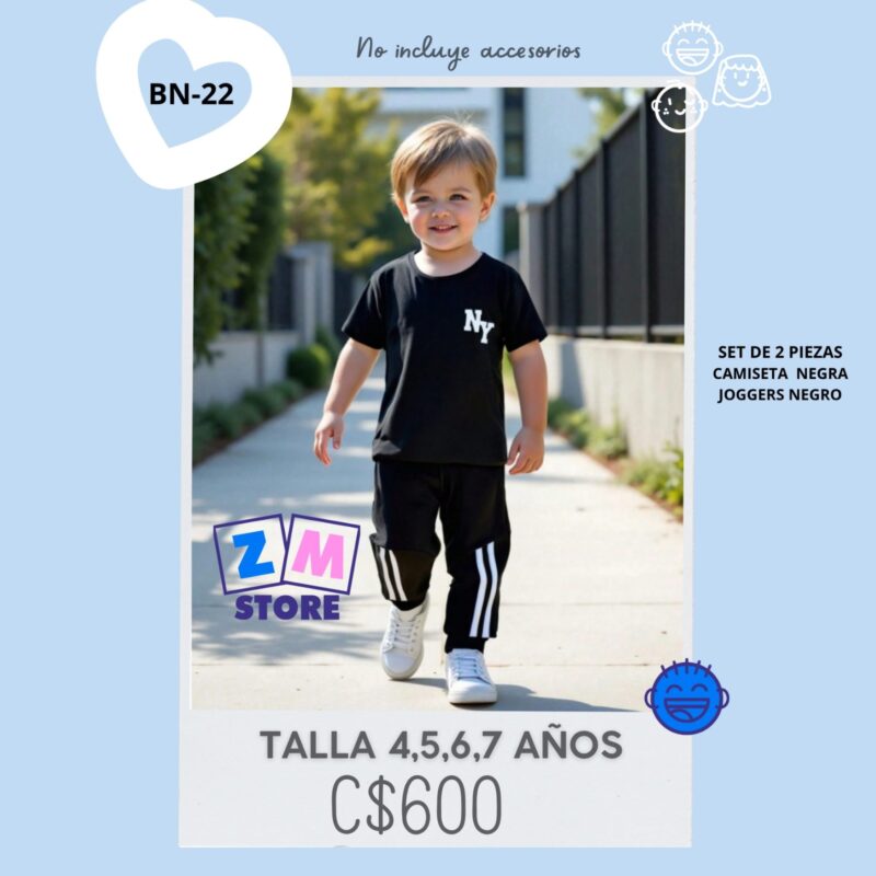 Conjunto con jogger negro,--BN-22