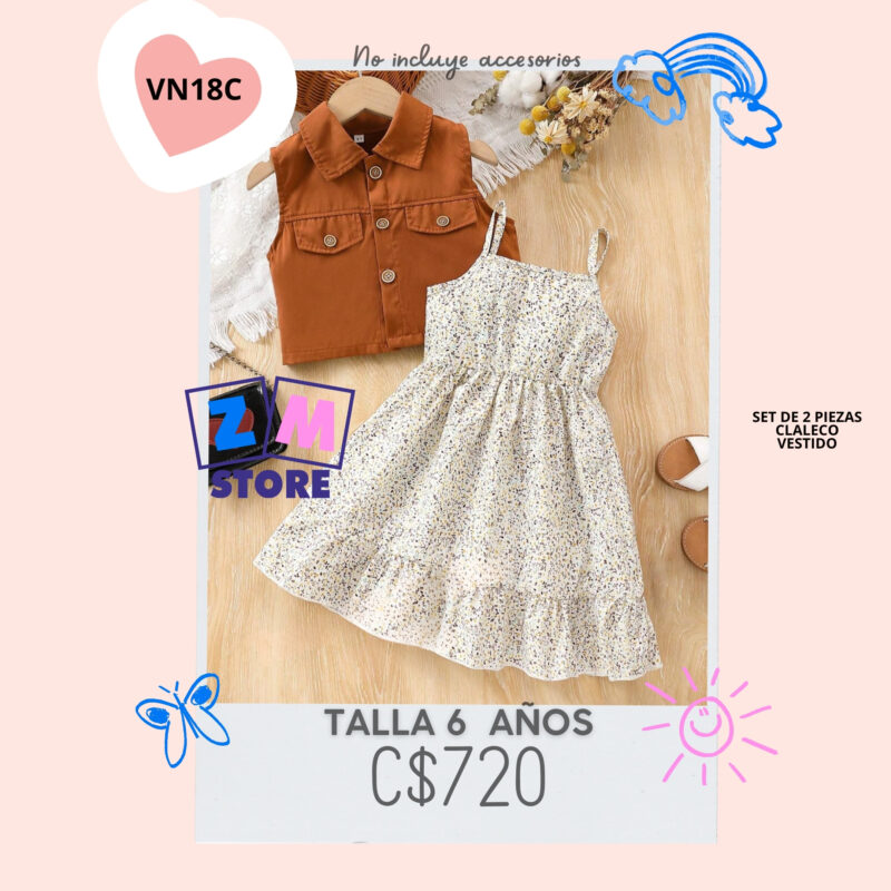 Vestido con chaleco,--VN18C