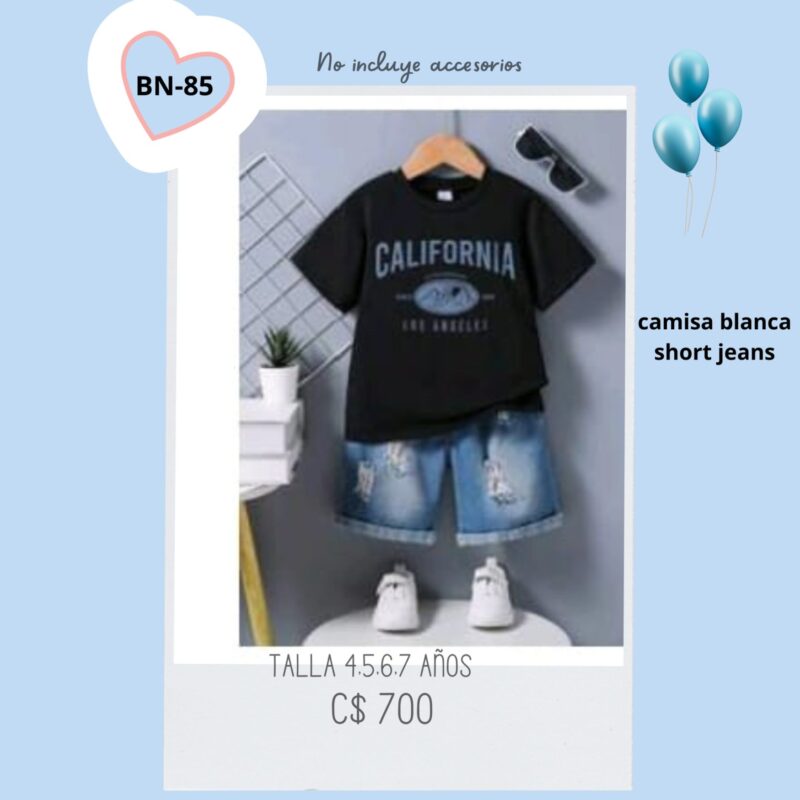 Conjunto con short jeans,-BN-85