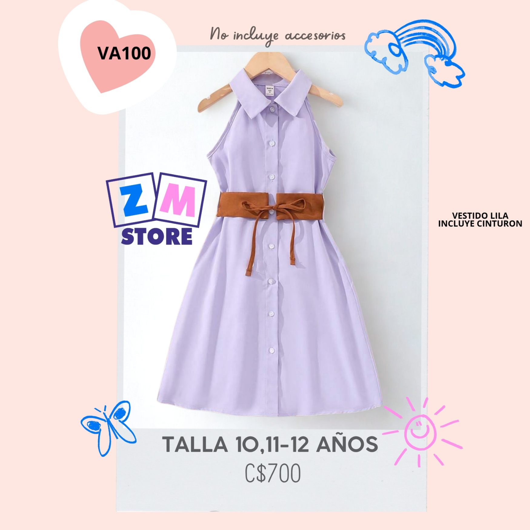 Vestido lila con fajón.--VA-100
