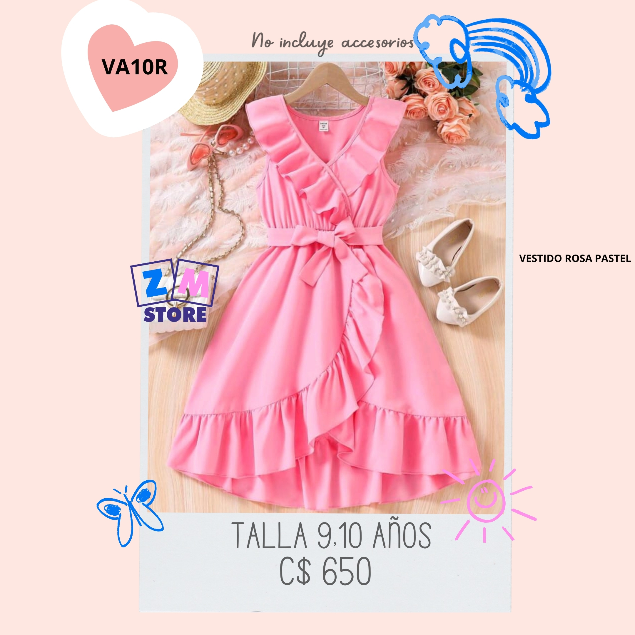 Vestido rosa pastel.--VA10R