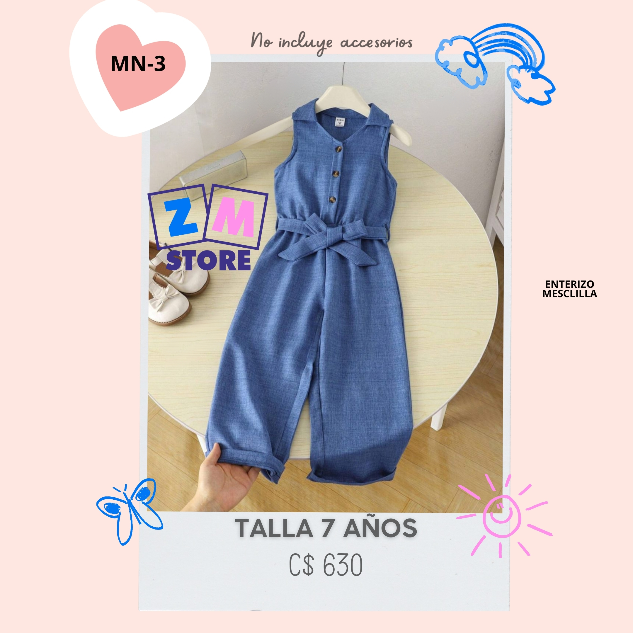 Enterizo estilo mesclilla.--MN-3