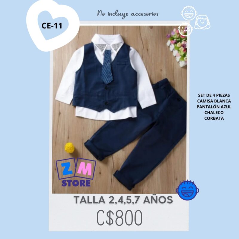 Conjunto de vestir, camisa blanca, chaleco y pantalón - CE-11