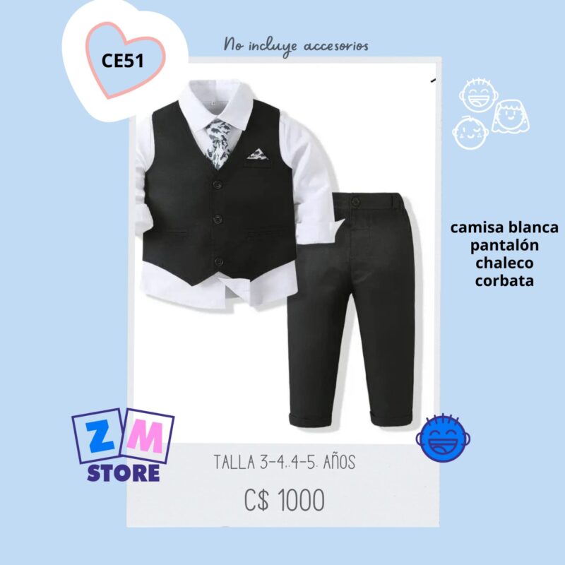 Conjunto de vestir con pantalón negro y corbata - CE51