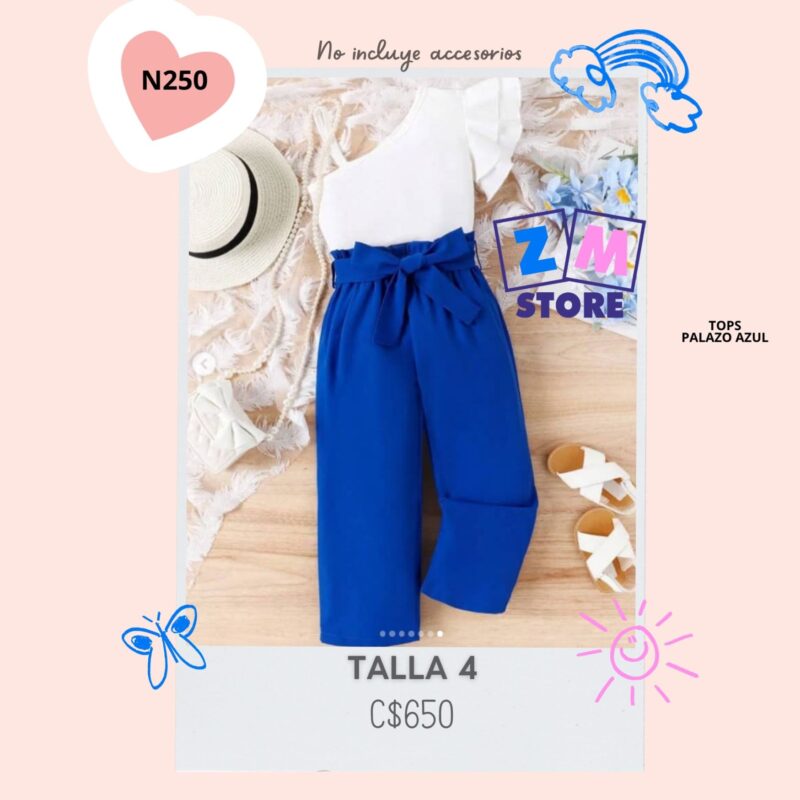 Conjunto con Palazo azul.--N250