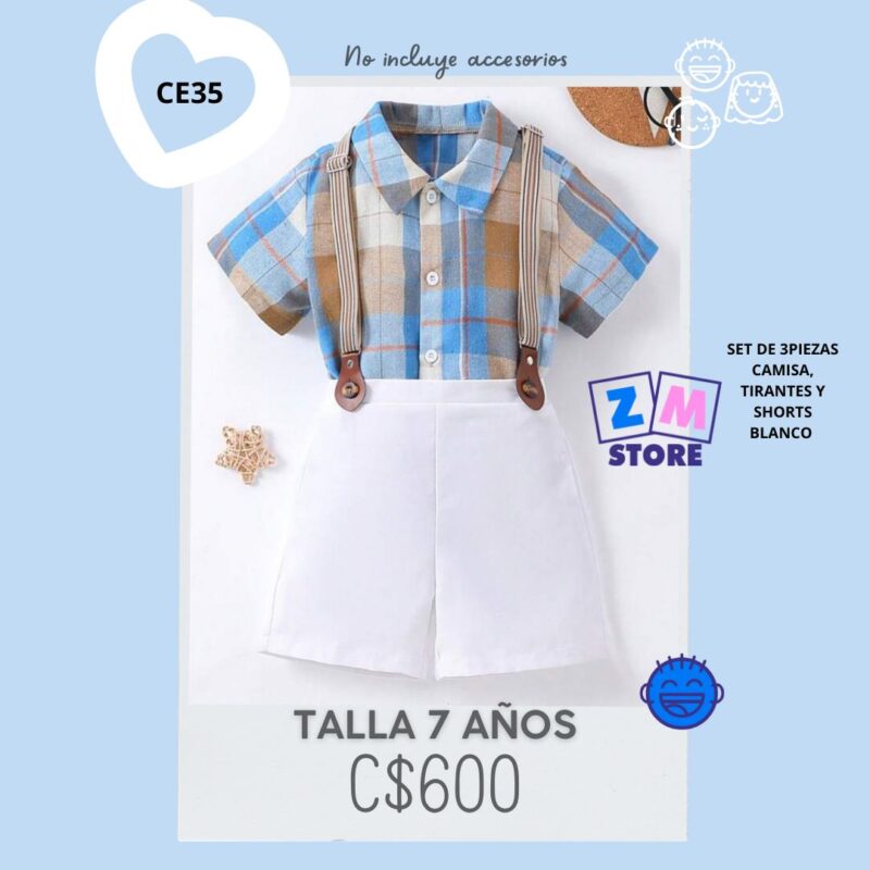 Conjunto para niños con shorts blanco -- CE35