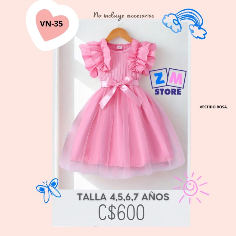 Vestido rosa,--VN-35