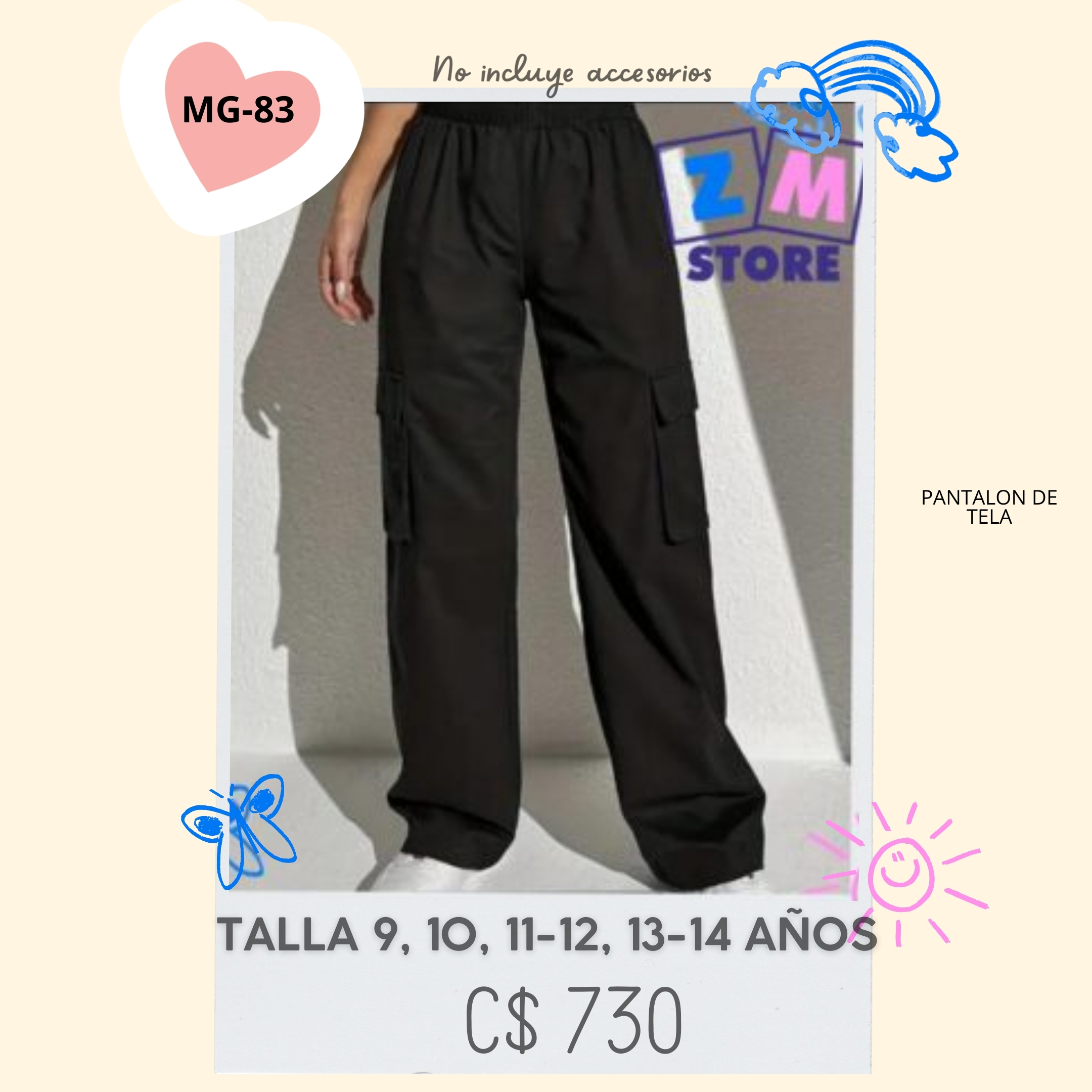 Pantalón de tela estilo cargo.--MG-83