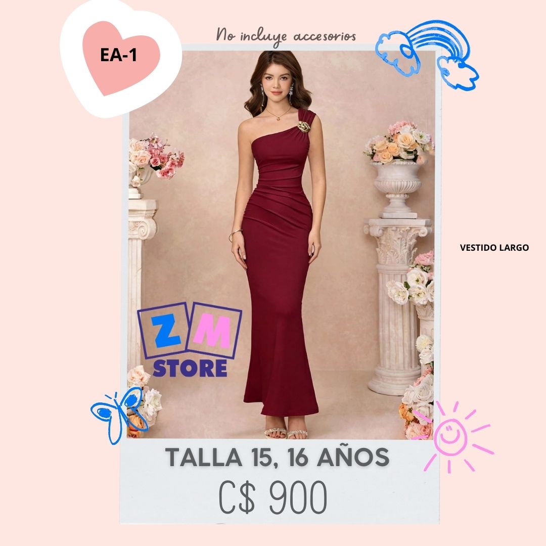 Vestido rojo largo.--EA-1