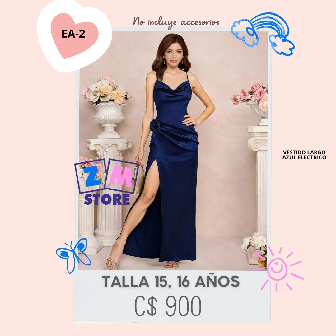 Vestido AZUL largo.--EA-2
