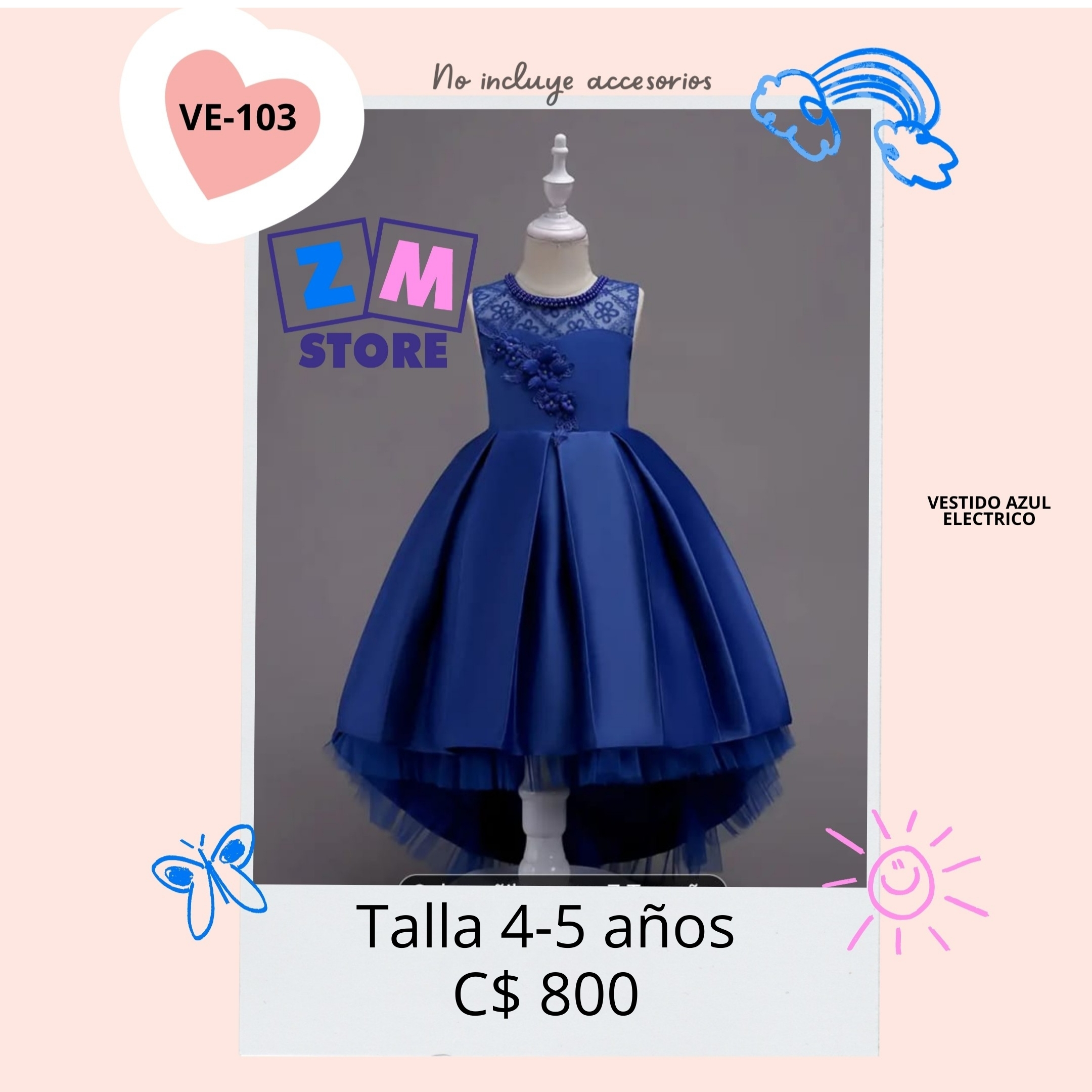 Vestido azul largo--VE-103