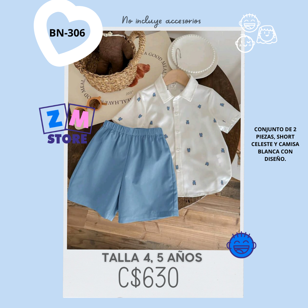 Conjunto con Short celeste - BN-306