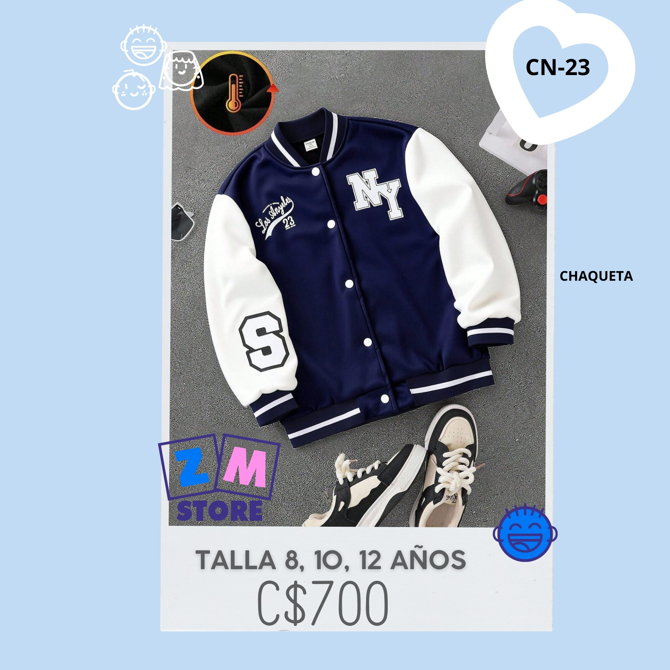 Chaqueta estilo universitaria.--CN-23