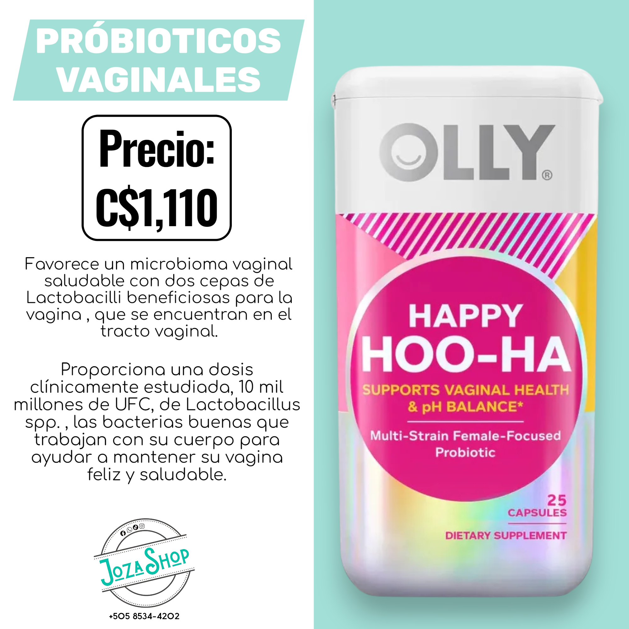 Olly Probióticos vaginales de múltiples cepas – Cápsulas